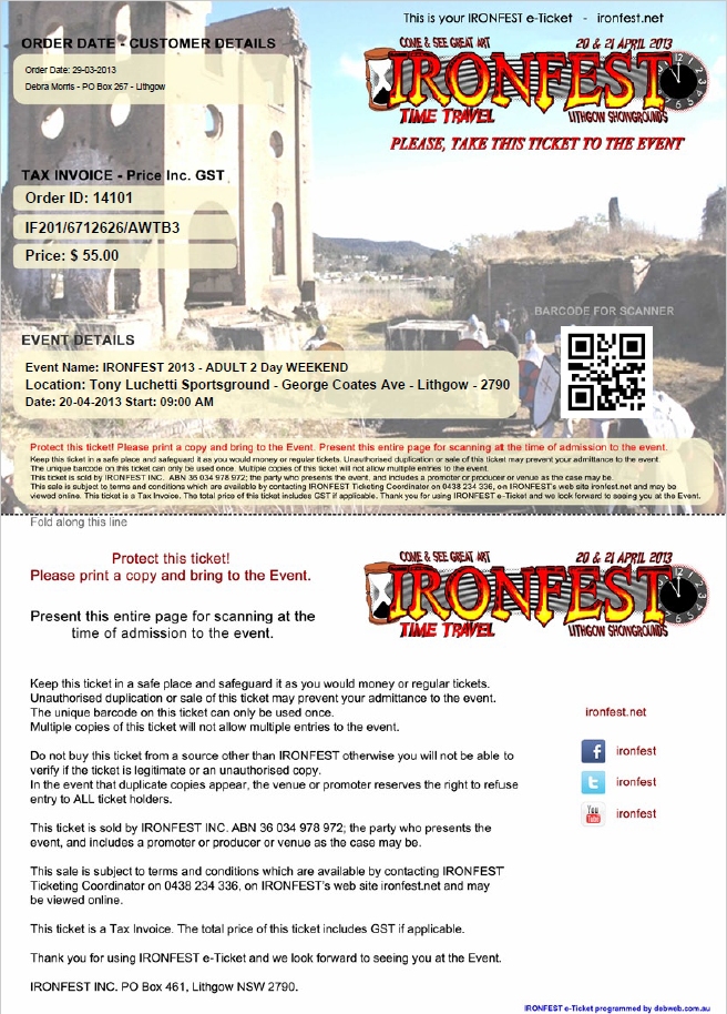 Example e-Ticket Ironfest 2013